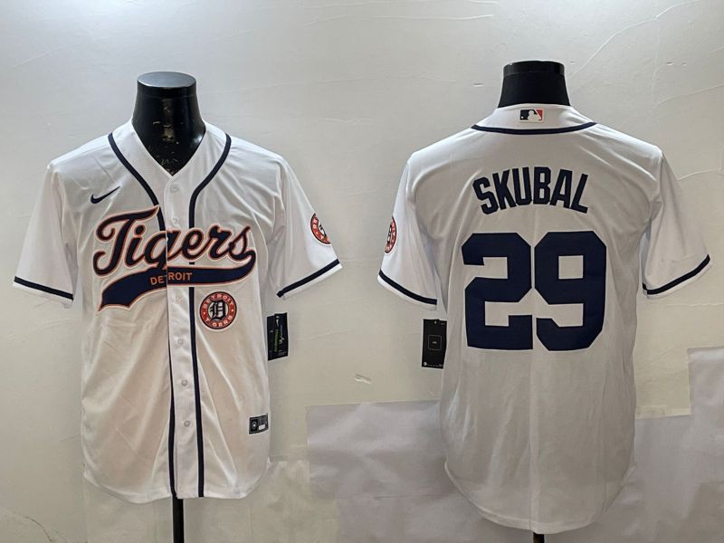 Men Detroit Tigers #29 Skubal White Joint Name 2025 Nike MLB Jersey style 5